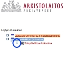 Sotapäiväkirjojen haku