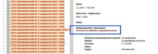 Sotapäiväkirjojen haku