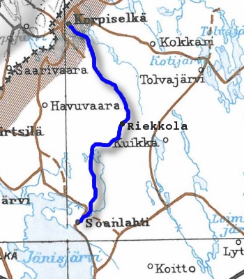 Tiesulku Kiekuan kylän liepeillä